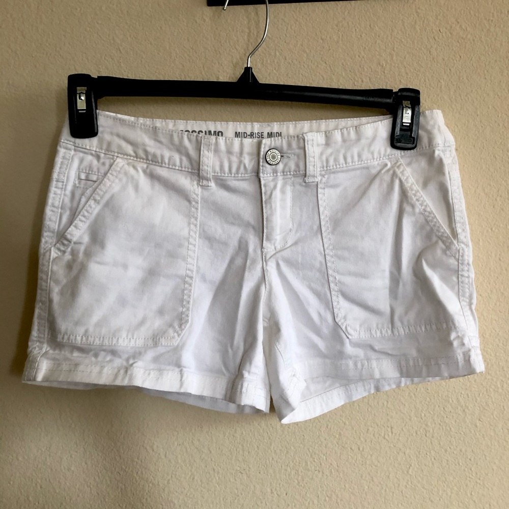 White Mid Rise Shorts